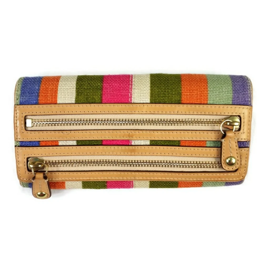 Coach 42567 Bonnie Hampton Legacy Multicolor Stripe Canvas & Leather Wallet Ret. - Picture 13 of 14
